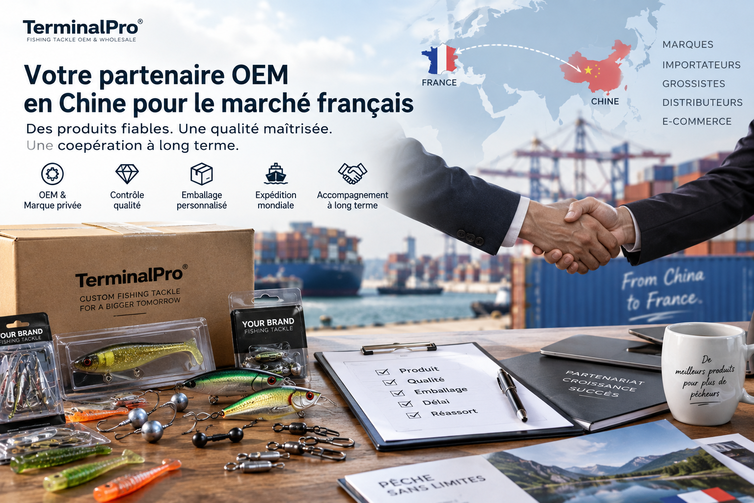 Fournisseur OEM de pêche en Chine pour importateurs et marques français